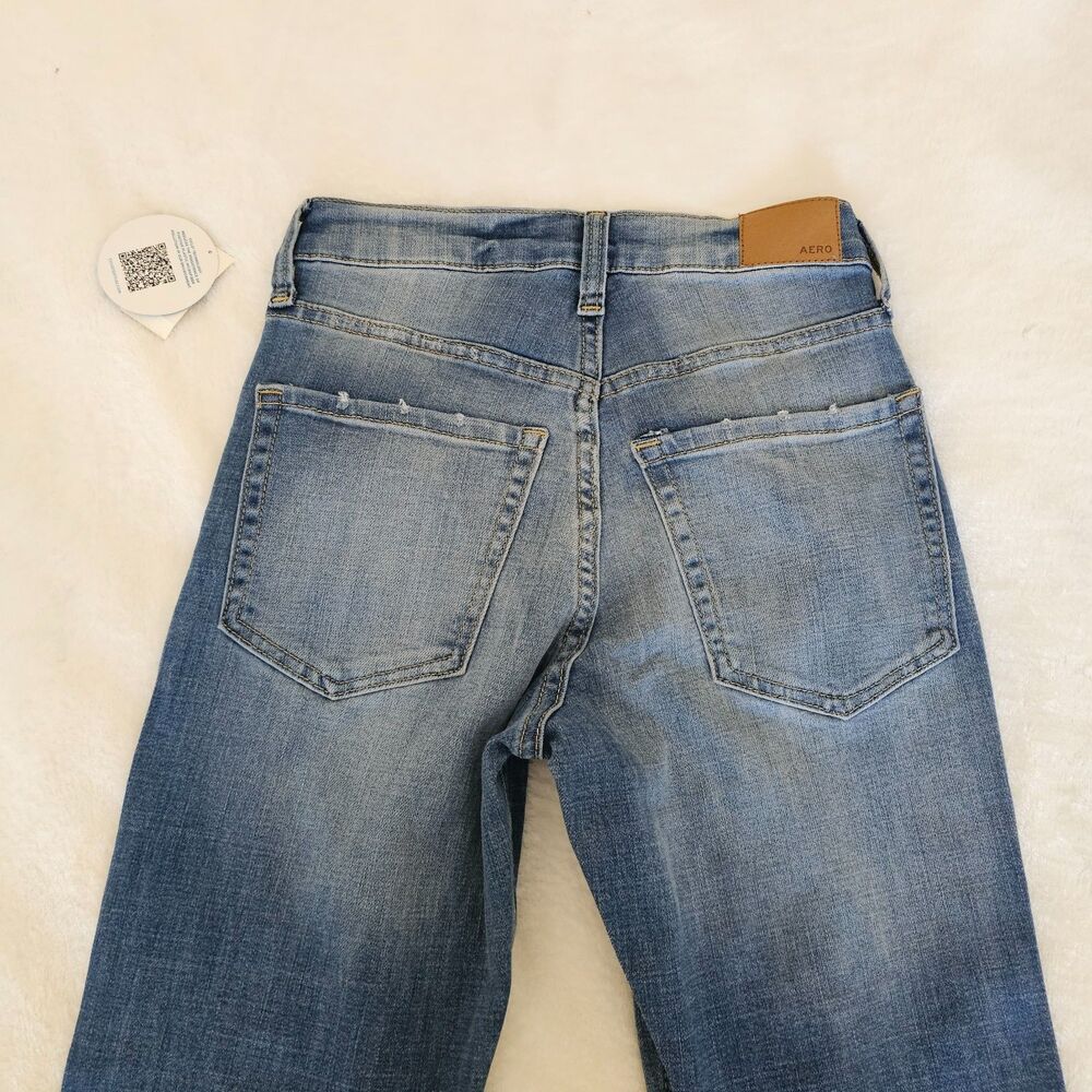 Aeropostale High Rise Flare Jeans Size 0 Faded Blue Wash Stretch Denim - Picture 8 of 8